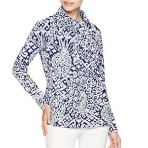 Lilly Pulitzer Booker Popover Blue Pineapple Pullover Womens Size S Zipper Neck